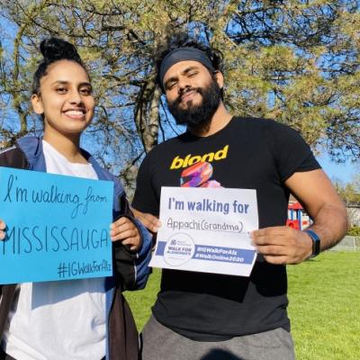 Two young adults participating in the IG Wealth Management Walk for Alzheimer's