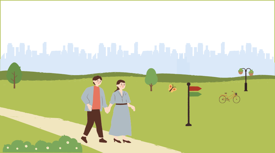 Education series navigating transitions hero banner showing two characters walking in a journey