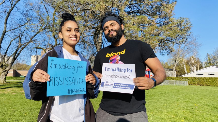 Two young adults participating in the IG Wealth Management Walk for Alzheimer's