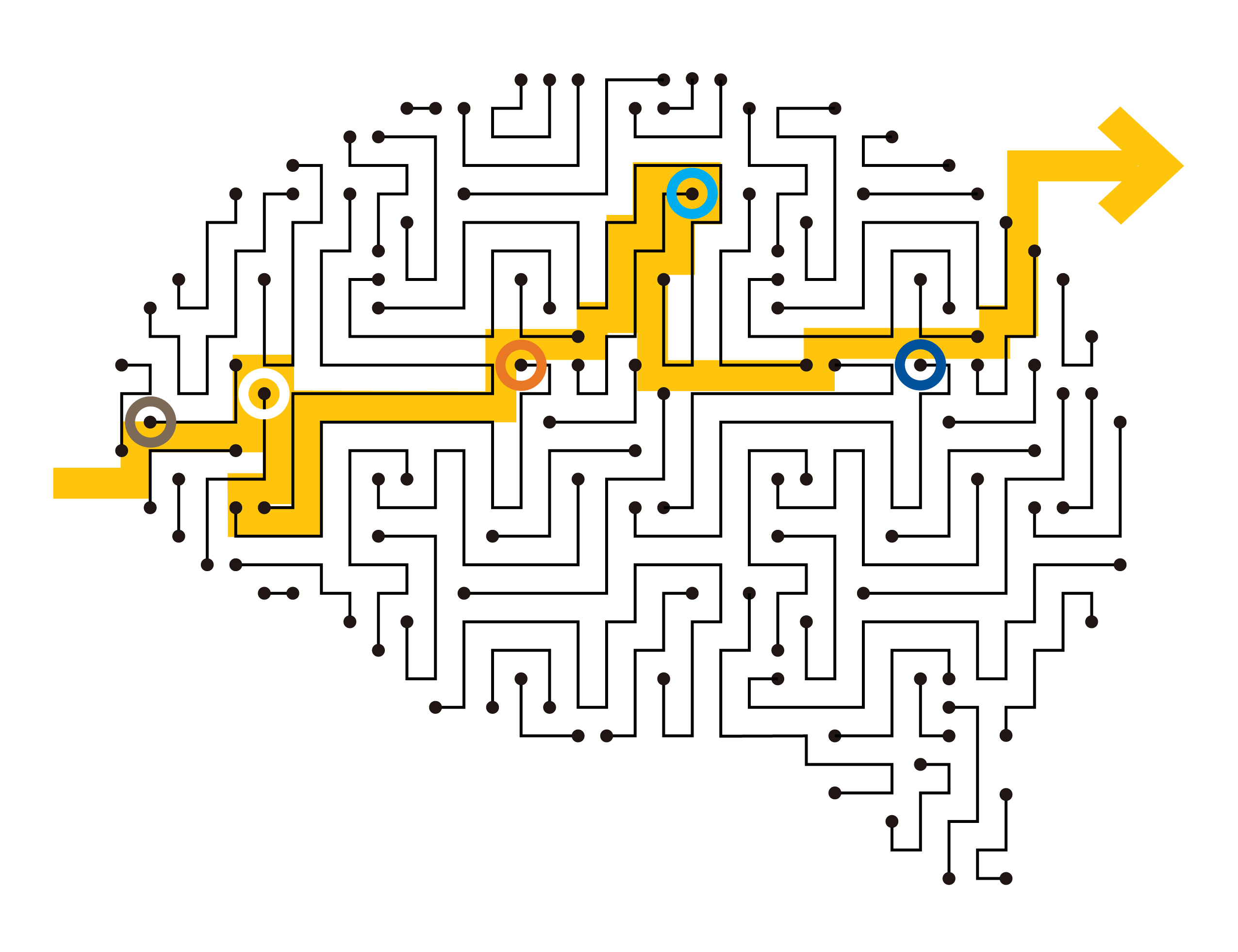 Schematic illustration of brain as maze