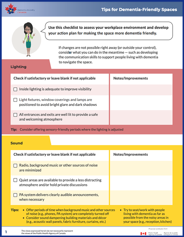 Dementia-Friendly Canada - Tips for Dementia-Friendly Spaces - cover