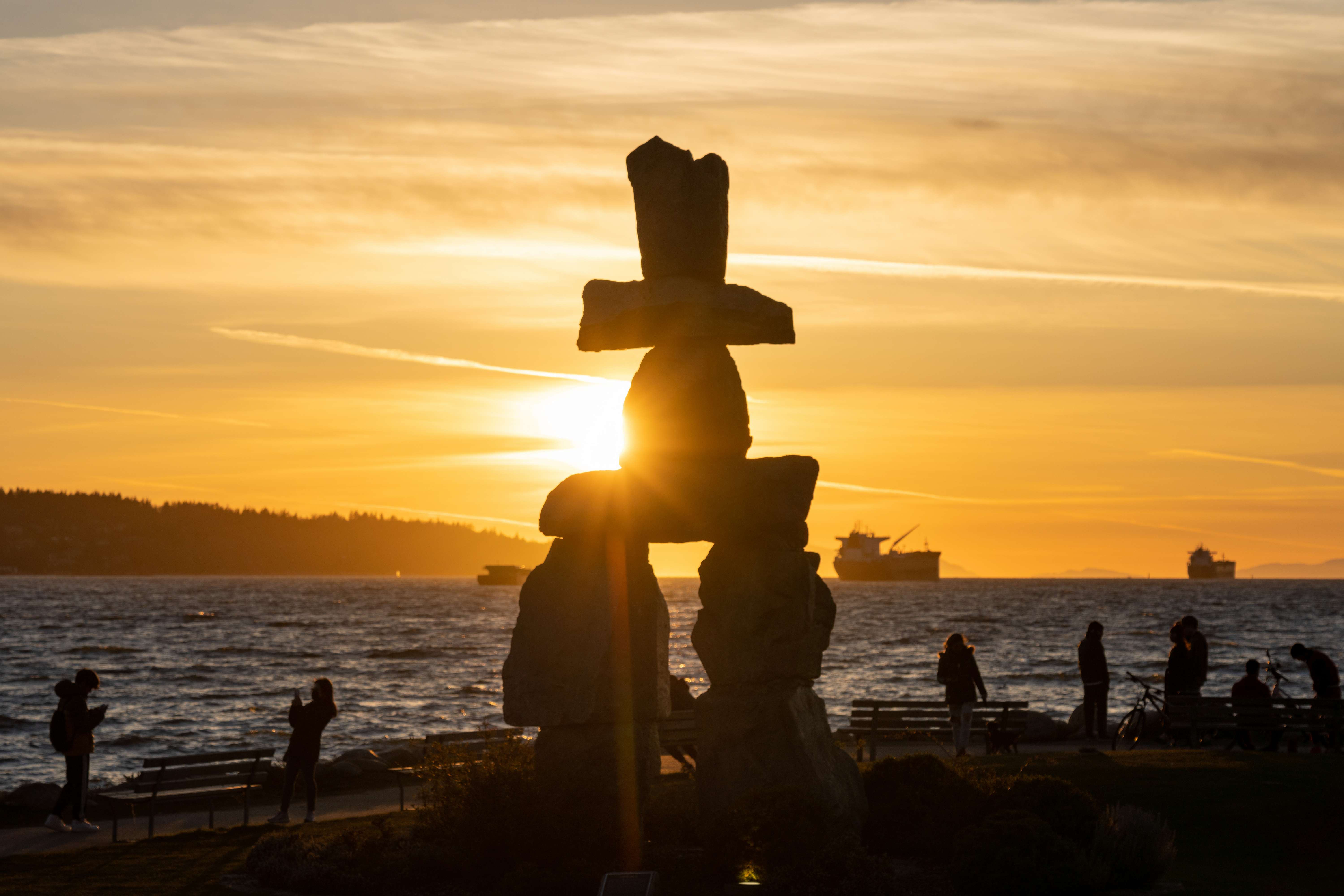 Inukshuk by the ocean in Vancouver