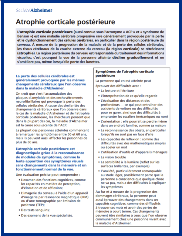 Atrophie corticale postérieure - couverture