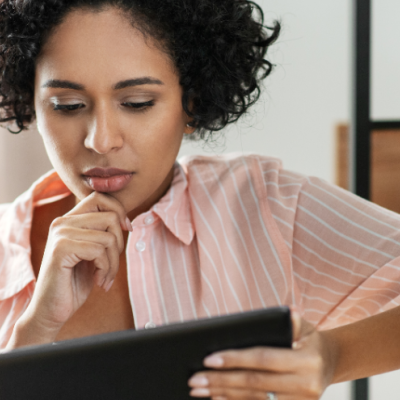 Woman looking at a tablet